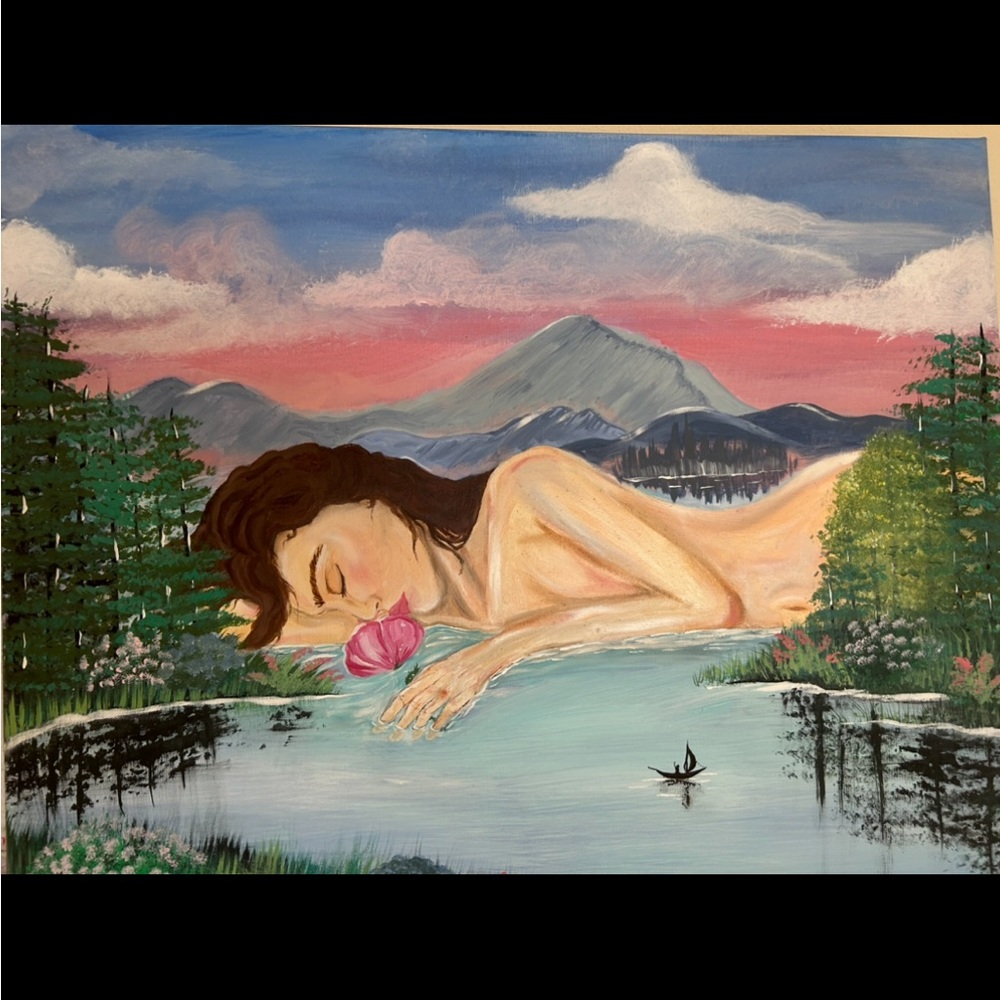 Surreal Landscape Art with Pink and Blue Tones